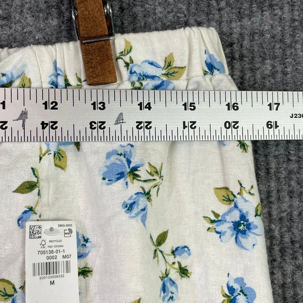 Old Navy Floral Skort Womens Medium White Blue Linen Blend Wrap Front Mini Skirt